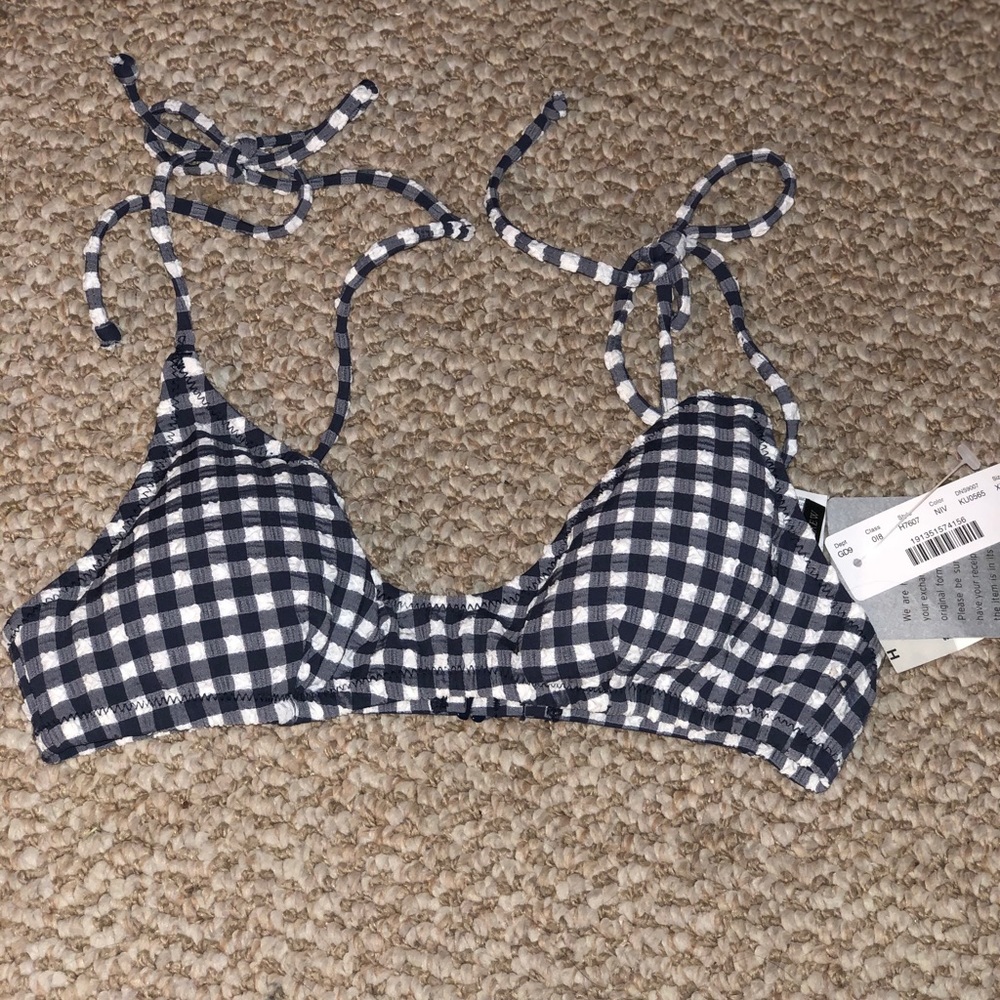 NWT White/blue bikini top